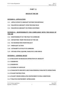 Civil Aviation Regulations  Part 11 Rules of the Air  PART 11