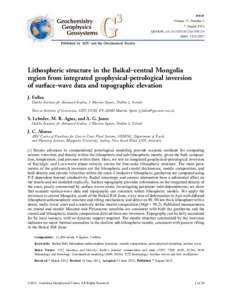 Lithospheric structure in the Baikal–central Mongolia region from integrated geophysical-petrological inversion of surface-wave data and topographic elevation