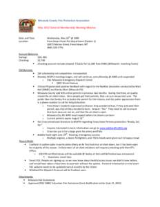 Missoula County Fire Protection Association May 2012 General Membership Meeting Minutes Date and Time: Location: