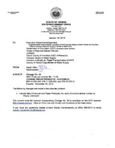 STATE OF HAWAII STATE PROCUREMENT OFFICE SPO Price List Contract No[removed]Replaces SPO PL Contract No[removed]Includes Change Nos. 20 Revised: [removed]