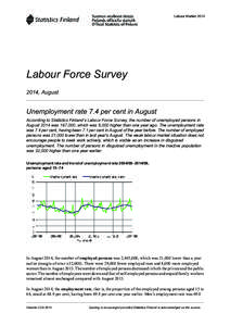 Labour Market[removed]Labour Force Survey 2014, August  Unemployment rate 7.4 per cent in August