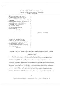 [N THE UNITED STATES DISTRICT COURT FOR THE WESTERN DISTRICT OF MISSOURI CENTRAL DIVISION ST. LOUIS EFFORT FOR AIDS; PLANNED PARENTHOOD OF THE ST. LOUIS REGION AND SOUTHWEST