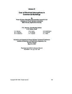 Annex C Cost of Electrical Interruptions in Commercial Buildings By Power Systems Reliability Subcommittee Industrial and Commercial Power Systems Committee