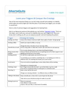 Learn your Triggers & Conquer the Cravings One of the most important things you can do to help yourself quit smoking is to identify what makes you want to light up in the first place. If you know your triggers, you can p