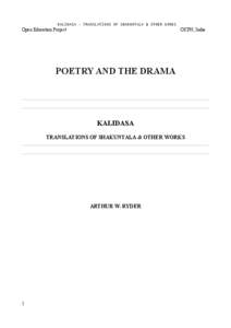 KALIDASA - TRANSLATIONS OF SHAKUNTALA & OTHER WORKS  Open Education Project OKFN, India