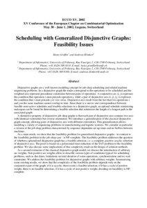 ECCO XV, 2002 XV Conference of the European Chapter on Combinatorial Optimization May 30 - June 1, 2002, Lugano, Switzerland