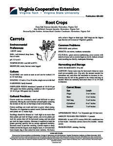 PublicationRoot Crops Diane Relf, Extension Specialist, Horticulture, Virginia Tech Alan McDaniel, Extension Specialist, Horticulture, Virginia Tech Reviewed by John Freeborn, Assistant Master Gardener Coordina