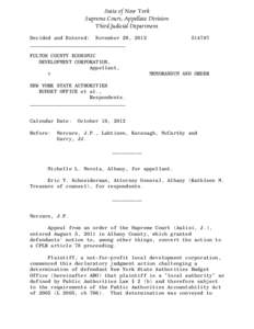 State of New York Supreme Court, Appellate Division Third Judicial Department Decided and Entered: November 29, 2012 ________________________________ FULTON COUNTY ECONOMIC