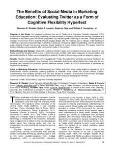 The Benefits of Social Media in Marketing Education: Evaluating Twitter as a Form of Cognitive Flexibility Hypertext