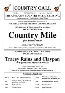 Adelaide Country Music Club Country Call AprilMay 2010 Issue - Vol 21.2