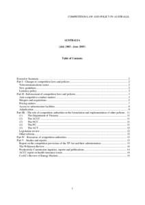COMPETITION LAW AND POLICY IN AUSTRALIA  AUSTRALIA (July[removed]June[removed]Table of Contents