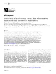 t 4 Report* Glossary of Reference Terms for Alternative Test Methods and their Validation Daniele Ferrario 1, Roberta Brustio 2 and Thomas Hartung 3,4 1