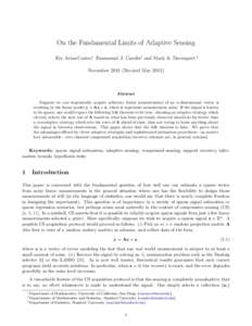 On the Fundamental Limits of Adaptive Sensing Ery Arias-Castro∗, Emmanuel J. Cand`es† and Mark A. Davenport ‡  NovemberRevised May 2012)