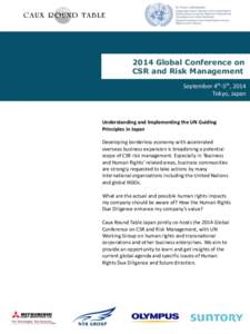 2014 Global Conference on CSR and Risk Management September 4th-5th, 2014 Tokyo, Japan  Understanding and Implementing the UN Guiding