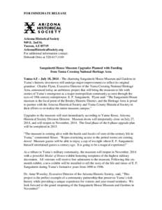 Microsoft Word - Sanguinetti House Museum press release July[removed]doc