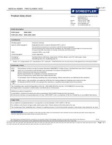 Page 1 of 1  MSDS for #[removed]FIMO CLASSIC 13OZ Product data sheet