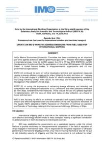 -1-  Note by the International Maritime Organization to the thirty-eighth session of the Subsidiary Body for Scientific and Technological Advice (SBSTA 38) Bonn, Germany, 3 to 14 June 2013 Agenda item 10(e)