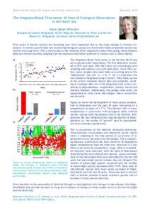 Observing the Oceans for Science and Society -Biodiversity  November 2010 The Helgoland Roads Time series: 45 Years of Ecological Observations in the North Sea