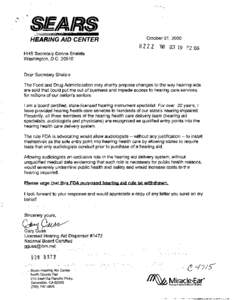 October 01, 2000  HEARING AID CENTER HHS Secretary Donna Shalala Washington, D.C[removed]