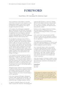 The Australian Journal of Emergency Management, Vol. 22 No. 2, May[removed]FOREWORD by Naomi Brown, CEO, Australasian Fire Authorities Council