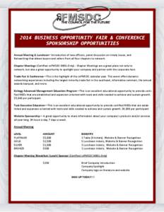 2014 cnFMSDC Trade Fair & Conference  Sponsorship Opportunties.pub