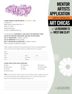 Mentor Artists Application Sixth Annual  Art Chicas