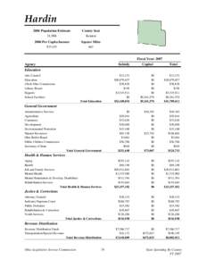 Hardin 2006 Population Estimate 31,966 County Seat Kenton