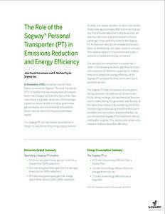 The Role of the Segway® Personal Transporter (PT) in