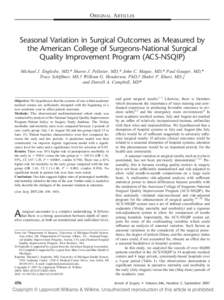 ORIGINAL ARTICLES  Seasonal Variation in Surgical Outcomes as Measured by