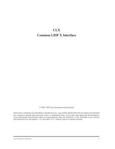 CLX Common LISP X Interface