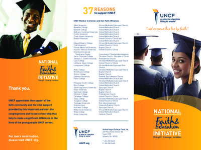 37  REASONS to support UNCF  UNCF-Member Institutions and their Faith Affiliations