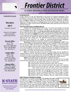 October 2017 Volume 7, Issue 10 District’s 4-H website: http://www.frontier district.k-state.edu/4-h/