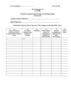 No. of Company………………………..  Form No 203 The Companies Act (CAP 486)