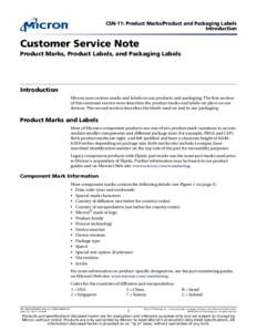 CSN-11: Product Marks/Product and Packaging Labels Introduction Customer Service Note Product Marks, Product Labels, and Packaging Labels
