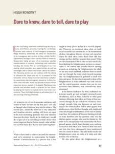 helga nowotny  Dare to know, dare to tell, dare to play I