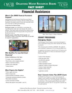 Fact Sheet for Financial Assistance Division of the OWRB
