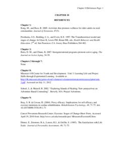 Chapter 10 References Page: 1  CHAPTER 10 REFERENCES Chapter 1: Kang, M., and Russ, R[removed]Activities that promote wellness for older adults in rural