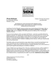 Press Release  Contact: Georgia Ann Conner[removed]For Immediate Release