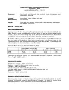 Support Staff Liaison Committee Meeting Minutes October 21st, 2013 Swan Lake Division Office – 7:00 P.M. Employees:  Elsie Hacault, Lori Hildebrand, Marg Remillard,