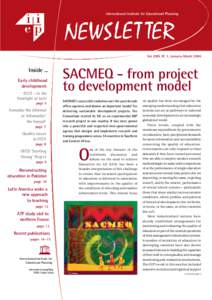 International Institute for Educational Planning  Vol. XXIV, N° 1, January-March 2006 Inside ... Early childhood