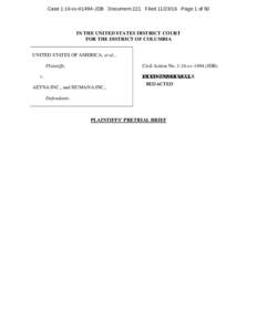 Case 1:16-cvJDB Document 221 FiledPage 1 of 50  IN THE UNITED STATES DISTRICT COURT FOR THE DISTRICT OF COLUMBIA UNITED STATES OF AMERICA, et al., Plaintiffs,