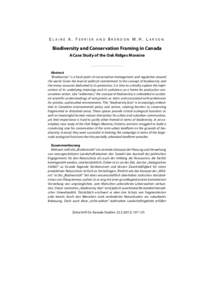 Biodiversity / Philosophy of biology / Conservation / Conservation biology / Ecosystem / Oak Ridges Moraine / Endangered species / Aquatic biodiversity research / National Biodiversity Centre / Biology / Environment / Ecology