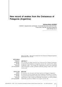 New record of snakes from the Cretaceous of Patagonia (Argentina) Adriana María ALBINO