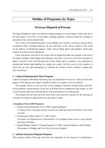 Annual Report forOutline of Programs, by Types Overseas Dispatch of Persons