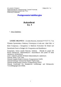 dr Leszek Orlewicz  Instytut Mechatroniki, Nanotechnologii i Techniki Próżniowej