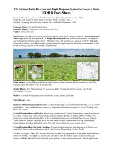 U.S. National Early Detection and Rapid Response System for Invasive Plants  EDRR Fact Sheet Randy G. Westbrooks, Invasive Plant Control, Inc., Whiteville, North Carolina. USA Larry McCord, Santee Cooper, Moncks Corner, 