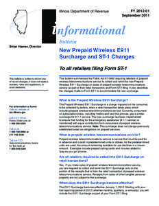 FY[removed]New Prepaid Wireless E911 Surcharge and ST-1 Changes