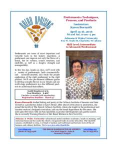 Flyer - Preferments-Techniques, Process, and Products, April 15-16, 2016