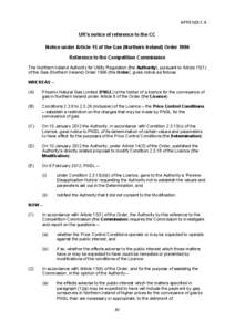 Phoenix Natural Gas Limited price determination: Appendices and glossary