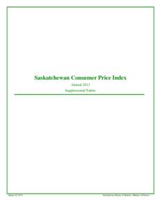 Saskatchewan Consumer Price Index Annual 2013 Supplemental Tables June 28,24, January